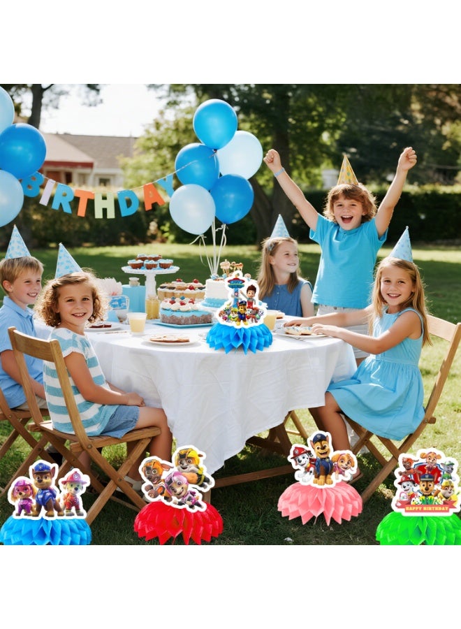FRUITFUL PARTY 9pcs PAW Patrol Honeycomb Centerpieces – Rescue Pup Table Decorations, Honeycomb Centerpiece Set for PAW Patrol Theme Birthday Party Decoration Supplies - Image 4